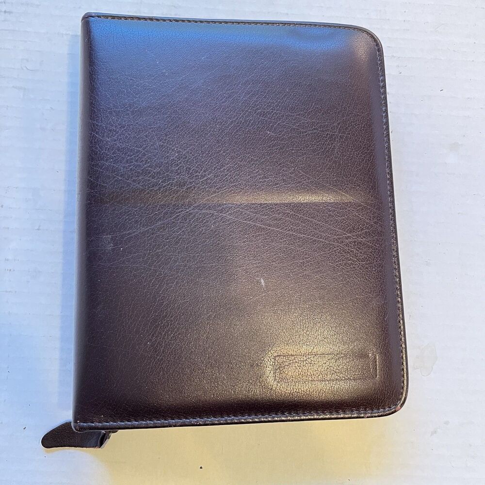 Leather Franklin Inserts Covey Planner Zippered 7-Ring Organizer Burgundy
